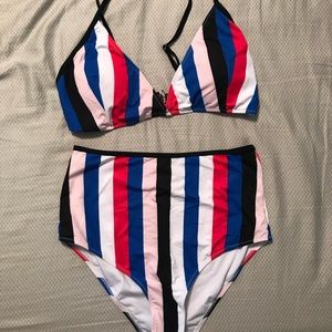 High Waisted Striped Bikini